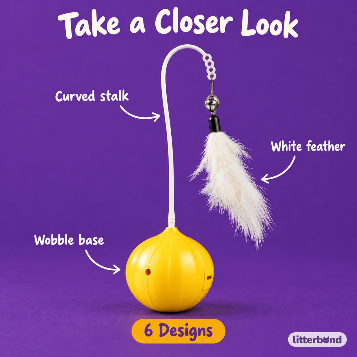 Wobble Feather Toy for Batting - close-up details