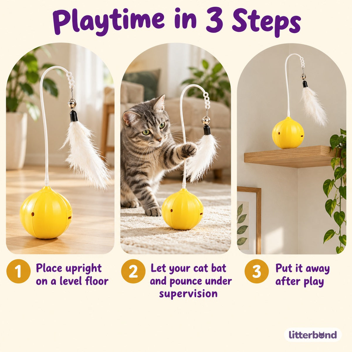 Wobble Feather Toy for Batting - how to play
