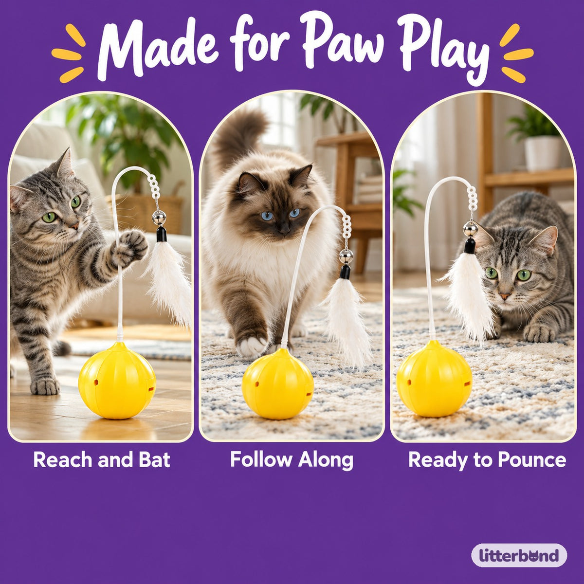 Wobble Feather Toy for Batting - playtime at home