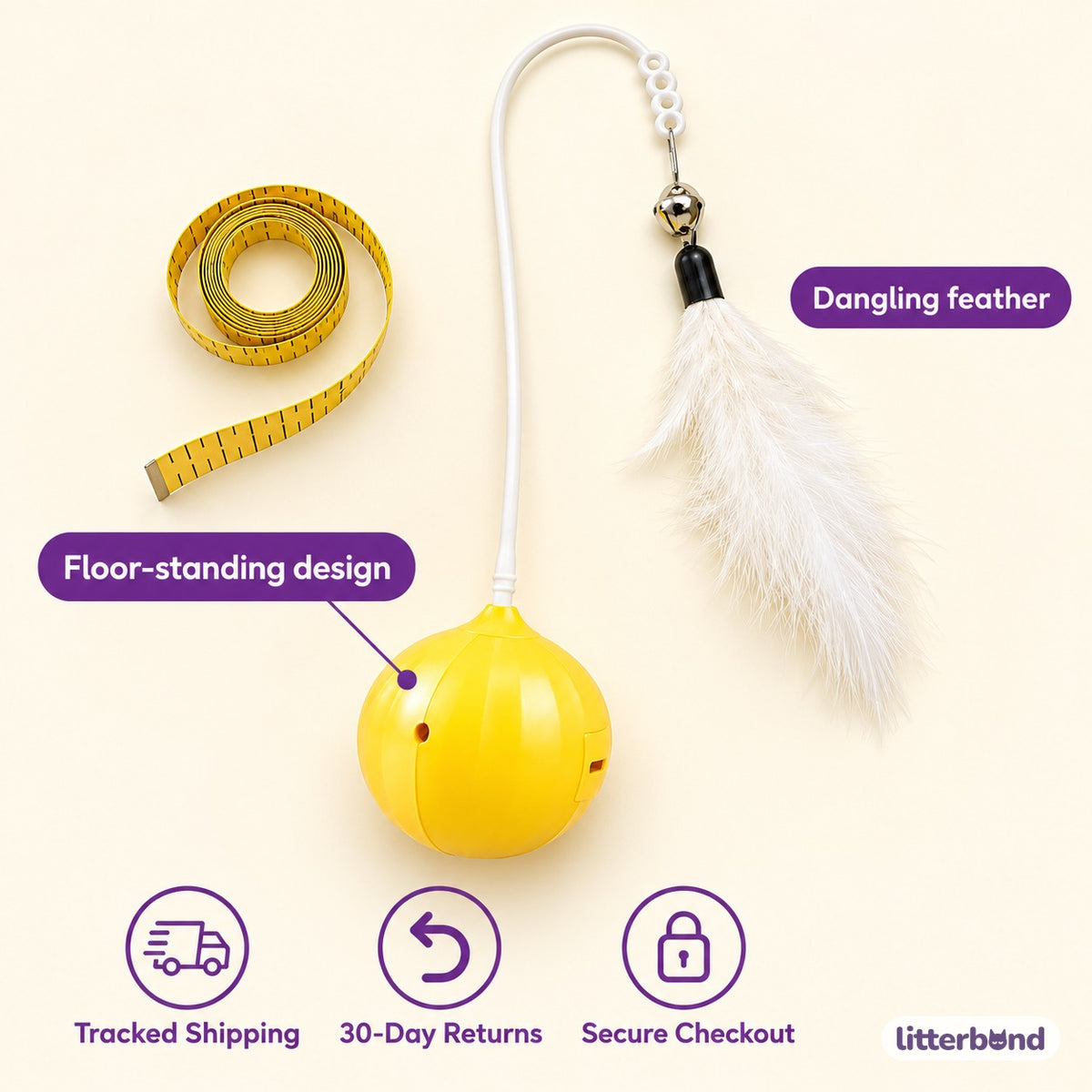 Wobble Feather Toy for Batting - size and details
