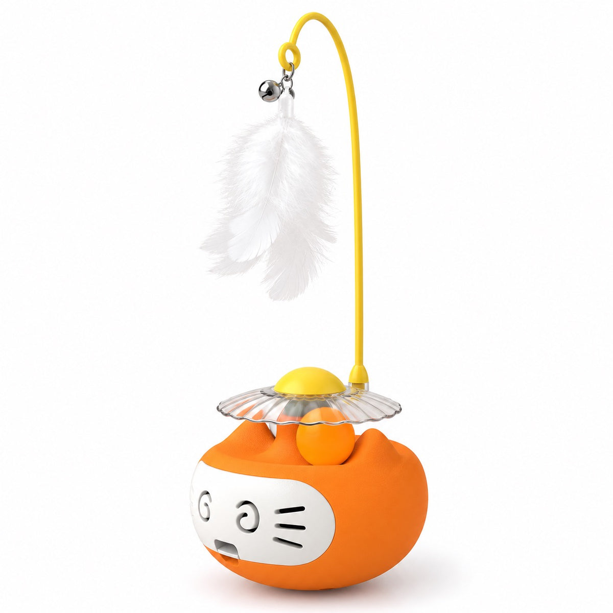 Wobble Feather Toy for Batting - Orange with Light-Up Ball