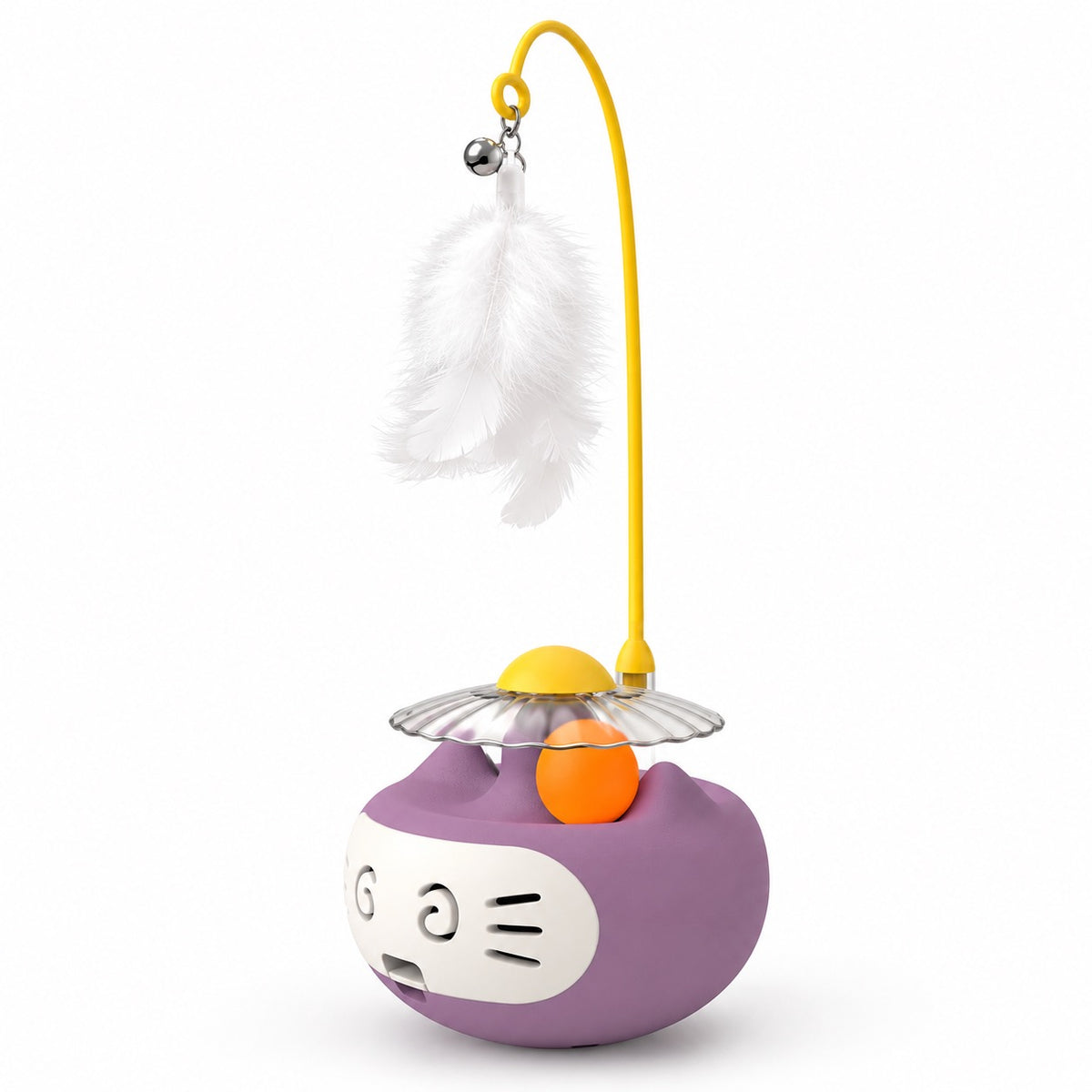 Wobble Feather Toy for Batting - Purple with Light-Up Ball