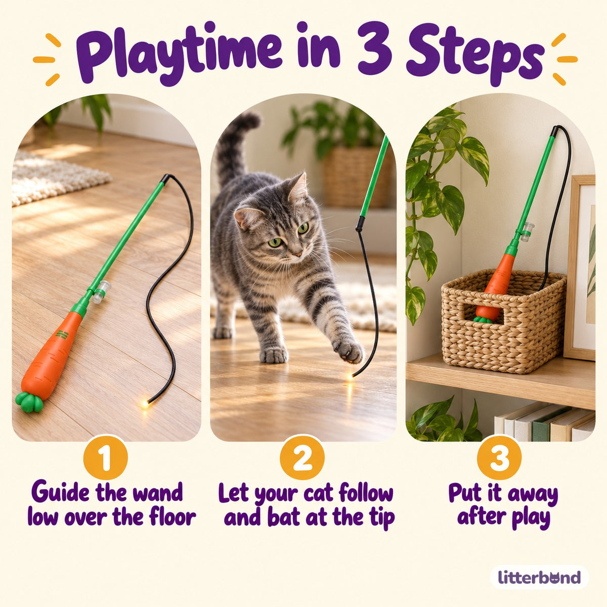 Light-Up Teaser Wands for Pouncing - how to play