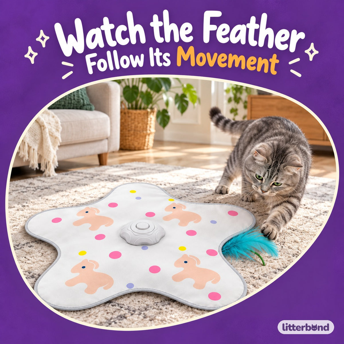 Hide-and-Seek Feather Mats for Pouncing with a cat