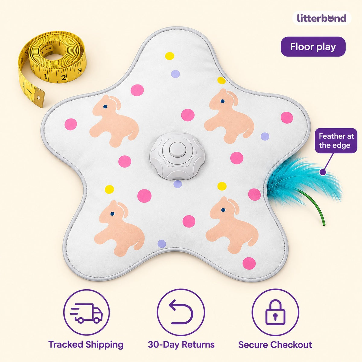 Hide-and-Seek Feather Mats for Pouncing - size and details