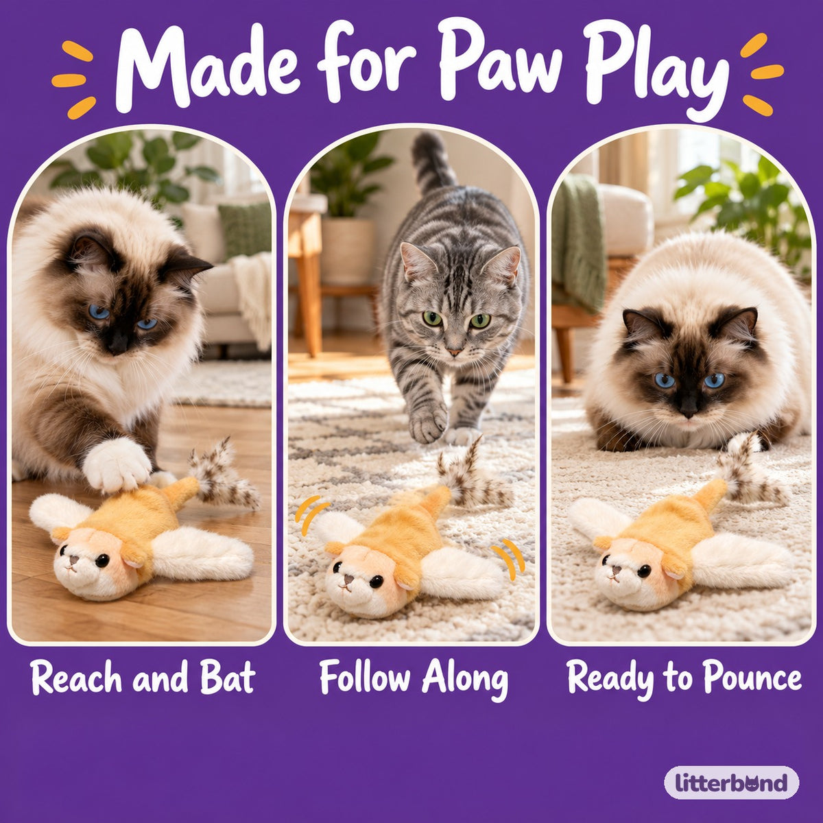 Flying Squirrel Toy for Pouncing - playtime at home