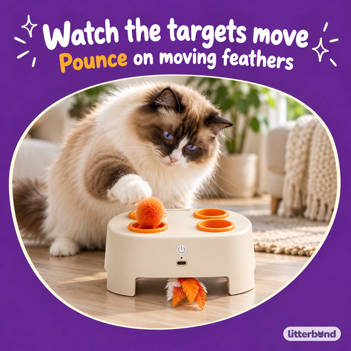 Pop-Up Pom-Pom Toy for Pouncing with a cat