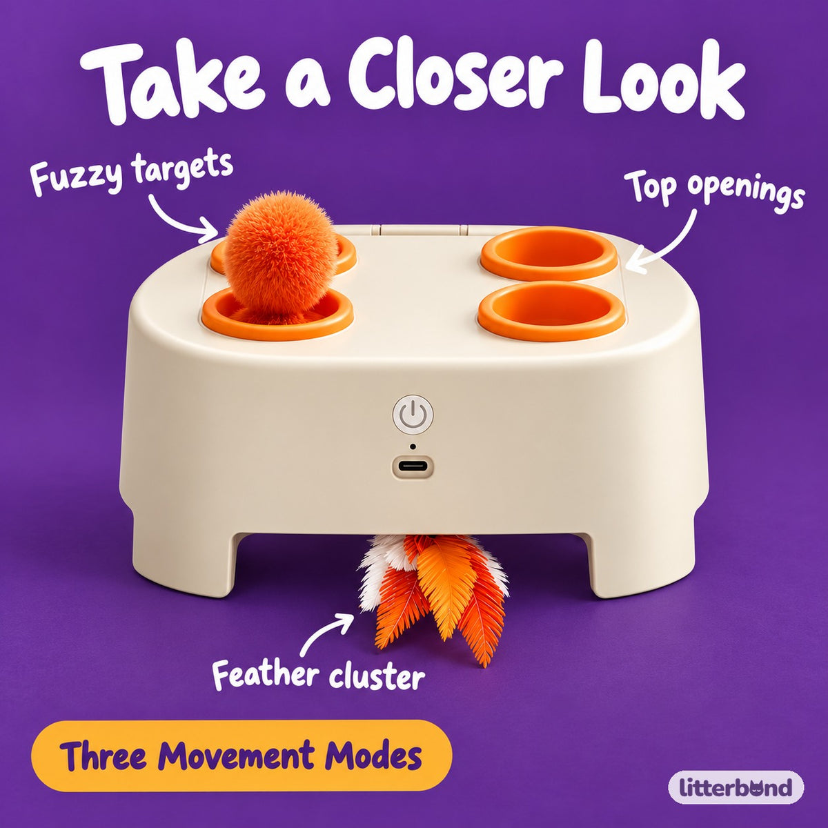 Pop-Up Pom-Pom Toy for Pouncing - close-up details
