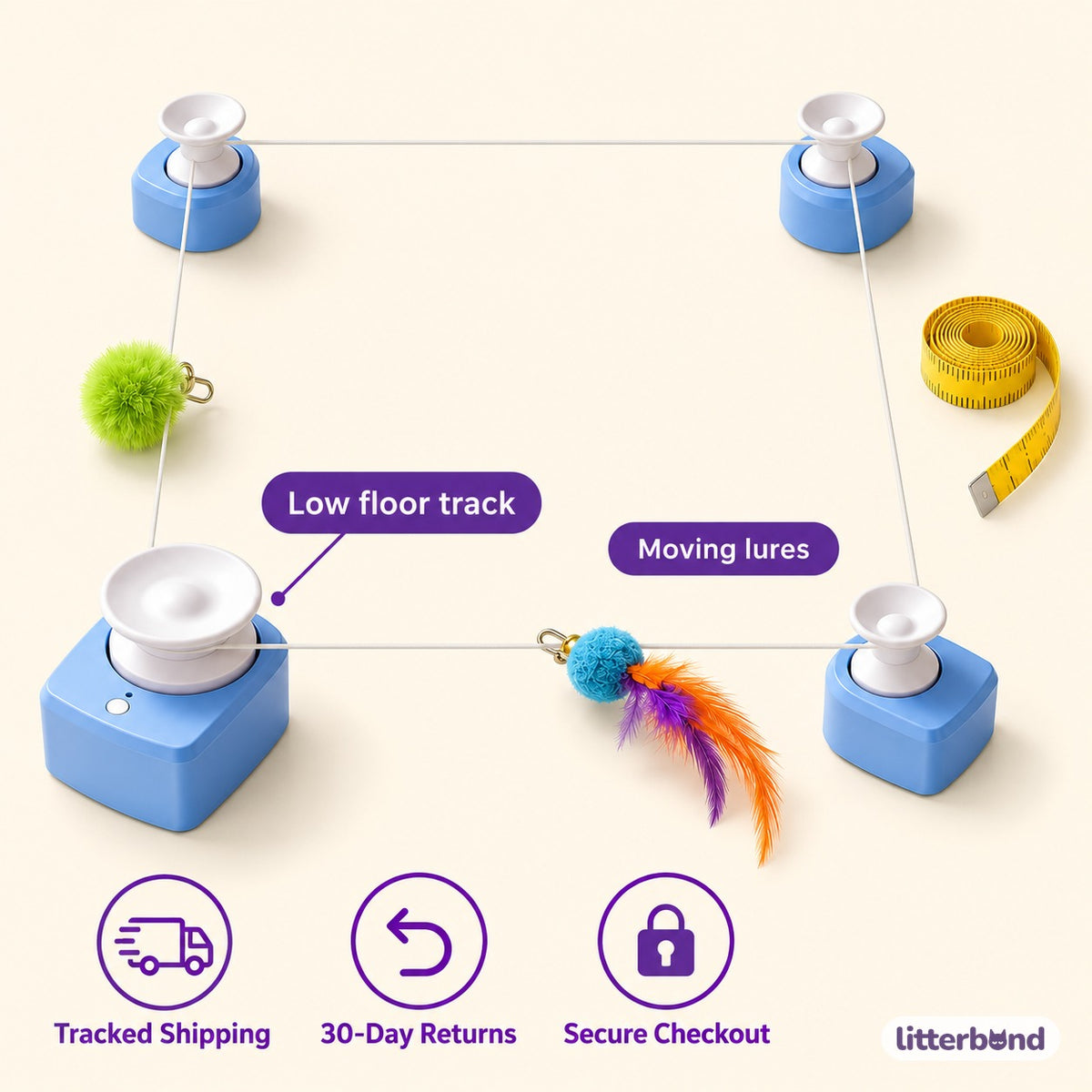 Electric Cord-Track Toy for Chasing - size and details