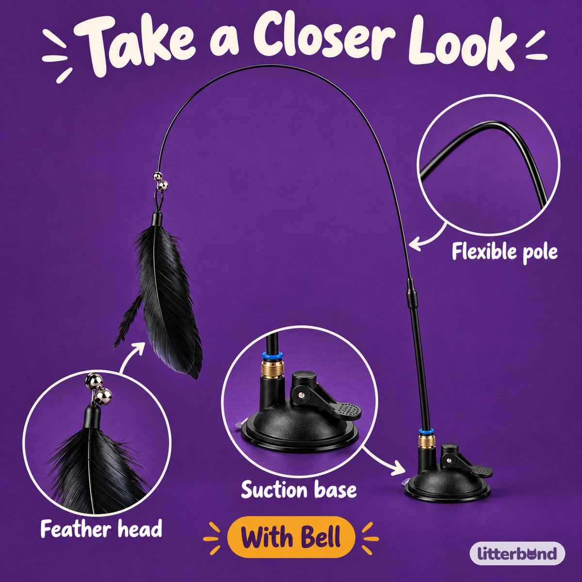 Suction Feather Wand for Batting - close-up details