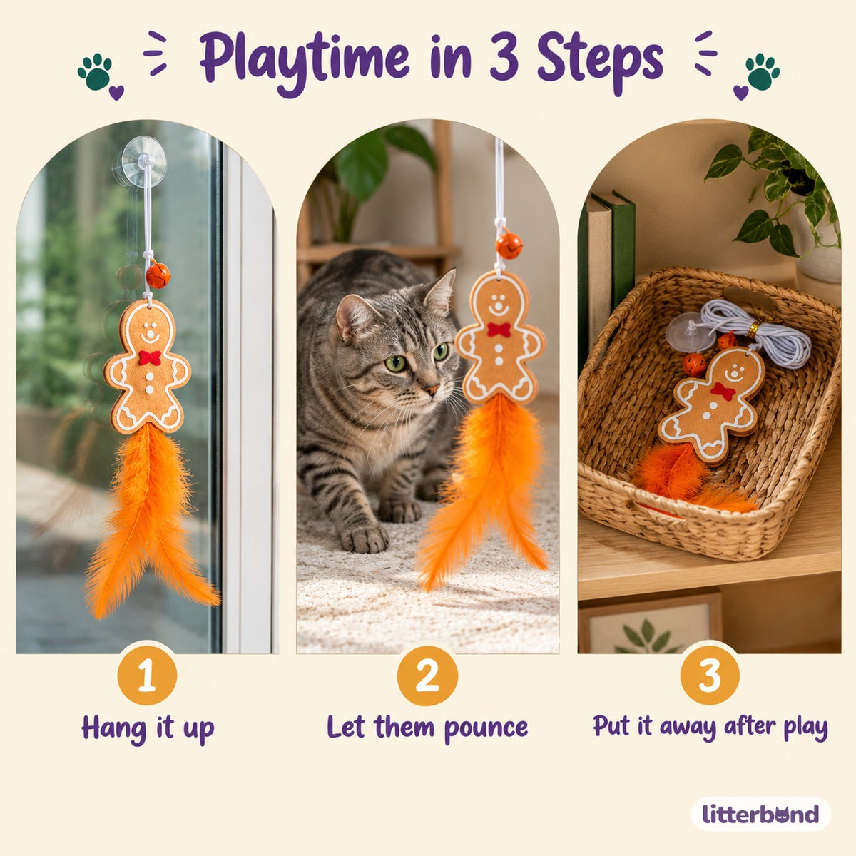 Gingerbread Feather Door Toy - how to play