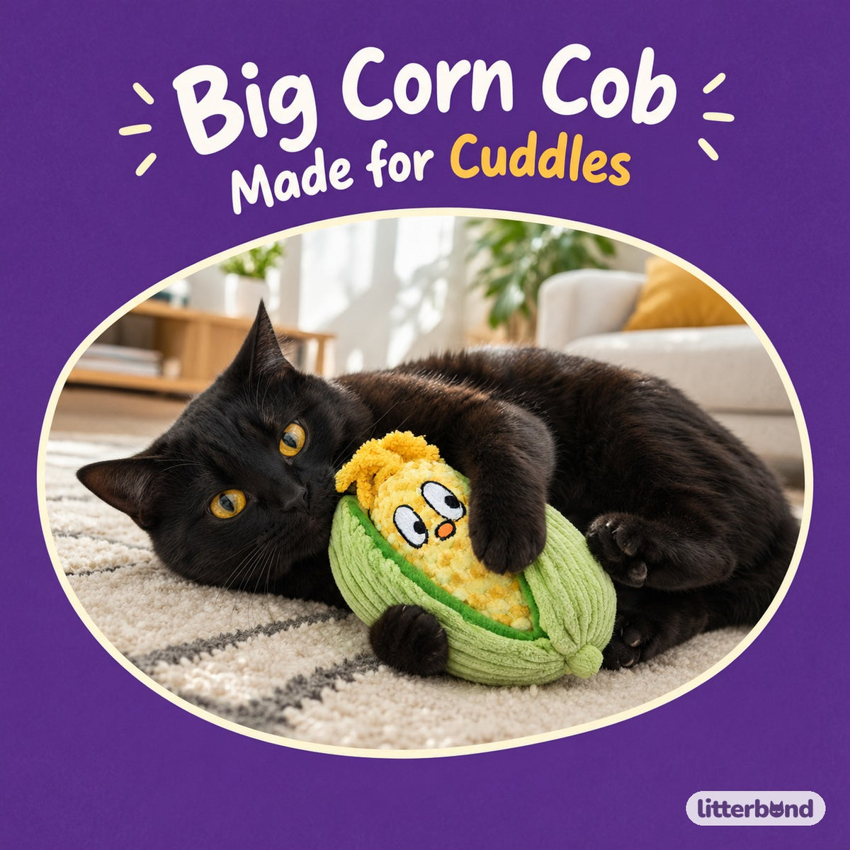 Bobble Corn Cob Hugger with a cat