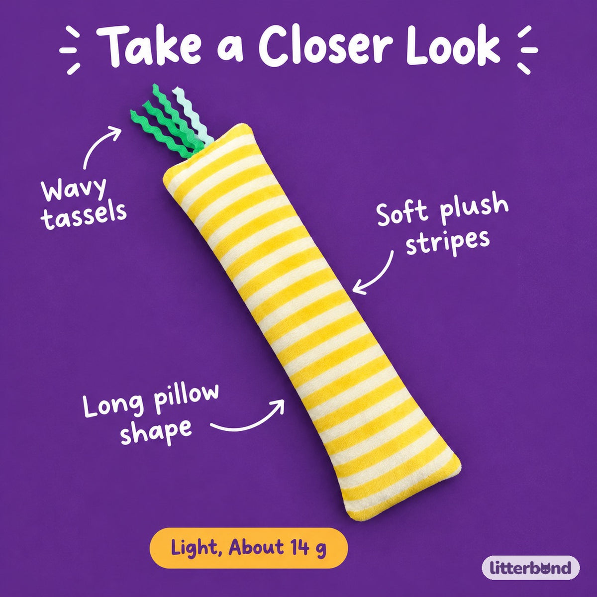 Sunny Stripe Ribbon Pillow - close-up details