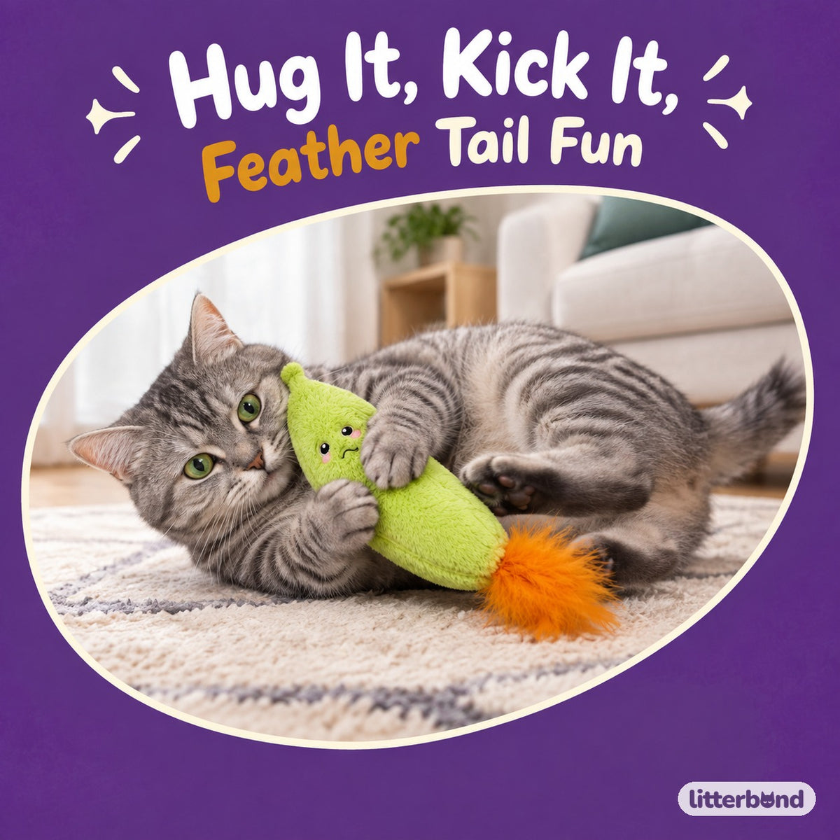Lime Gourd Kicker Plush with a cat