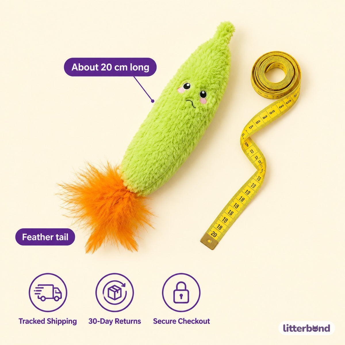 Lime Gourd Kicker Plush - size and details