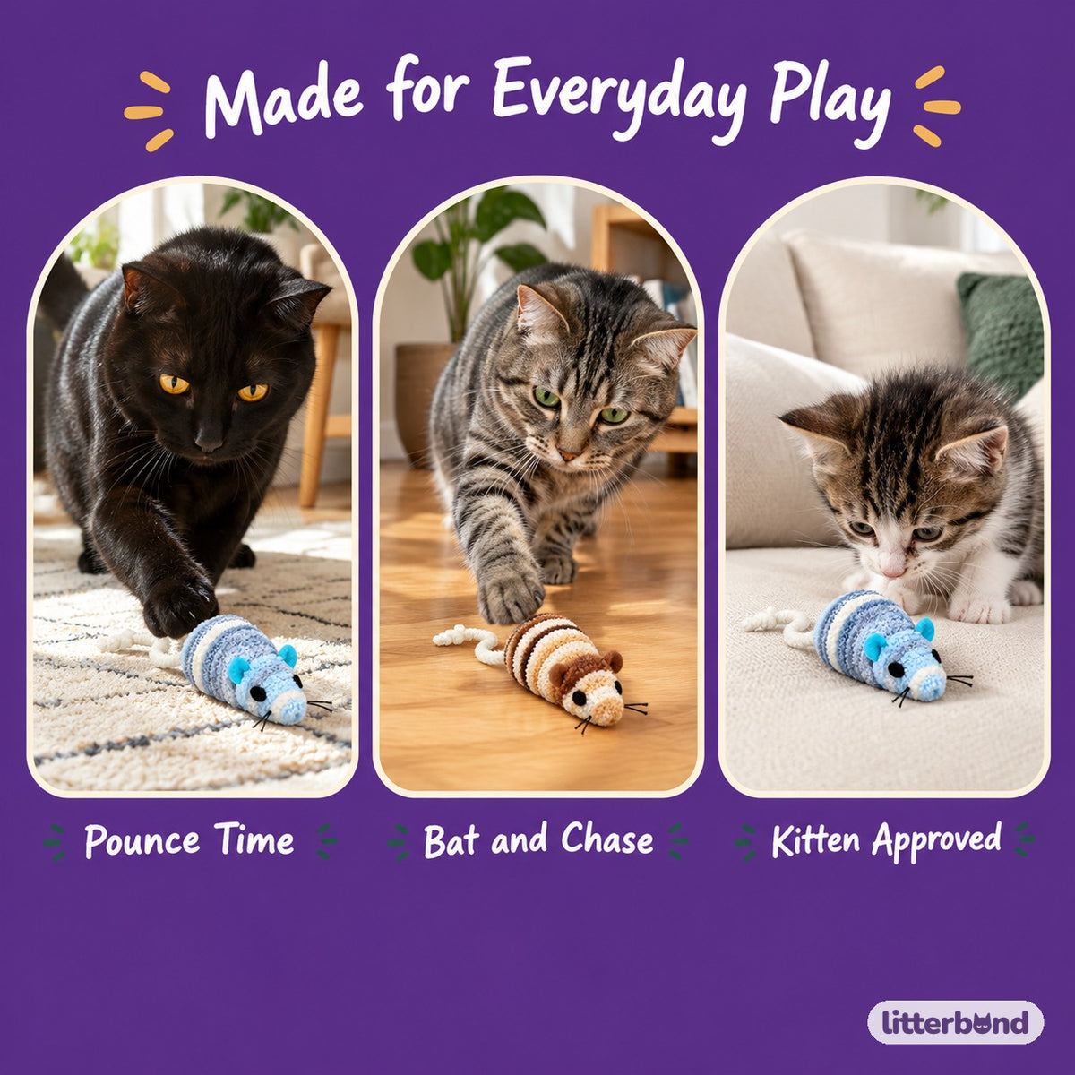 Blue and Tan Mouse Pair - playtime at home