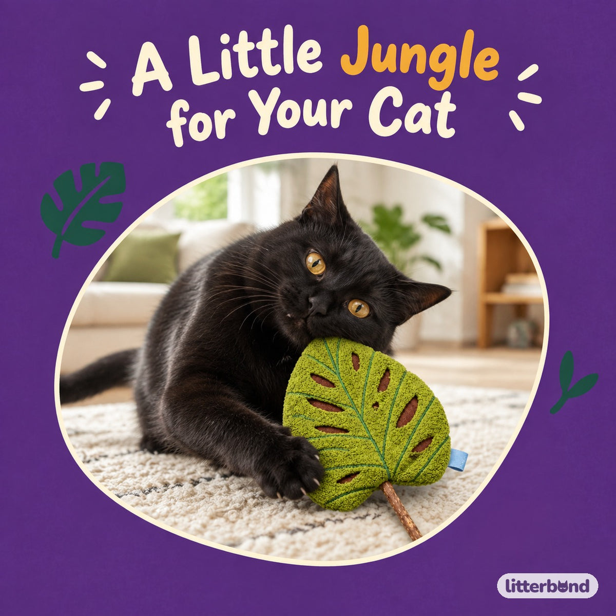 Terry Leaf with Wood Stem with a cat