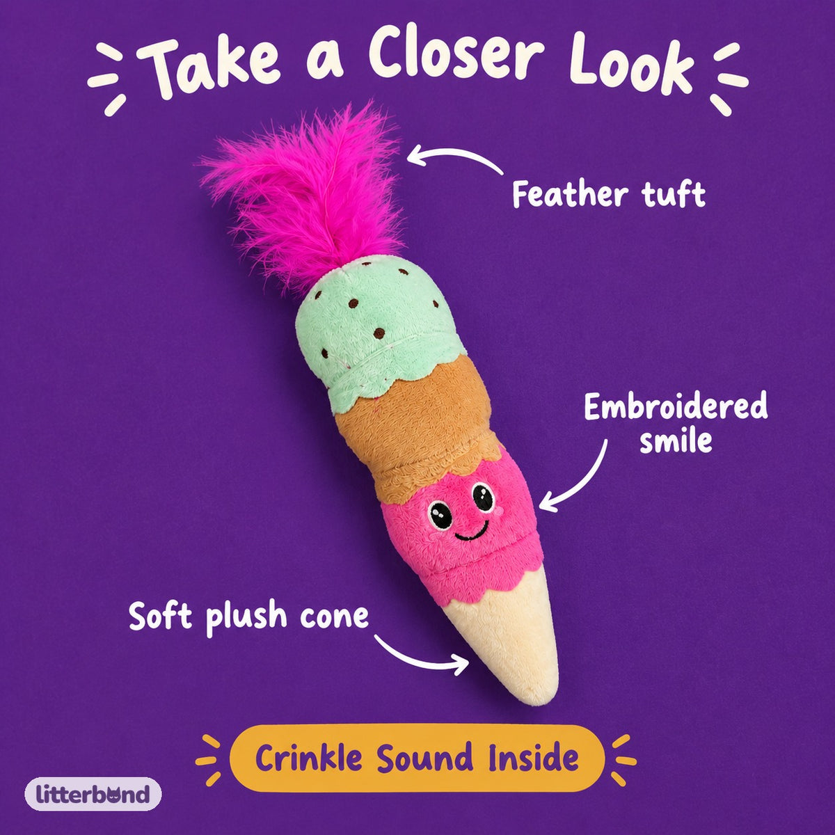 Triple Scoop Feather Cone - close-up details