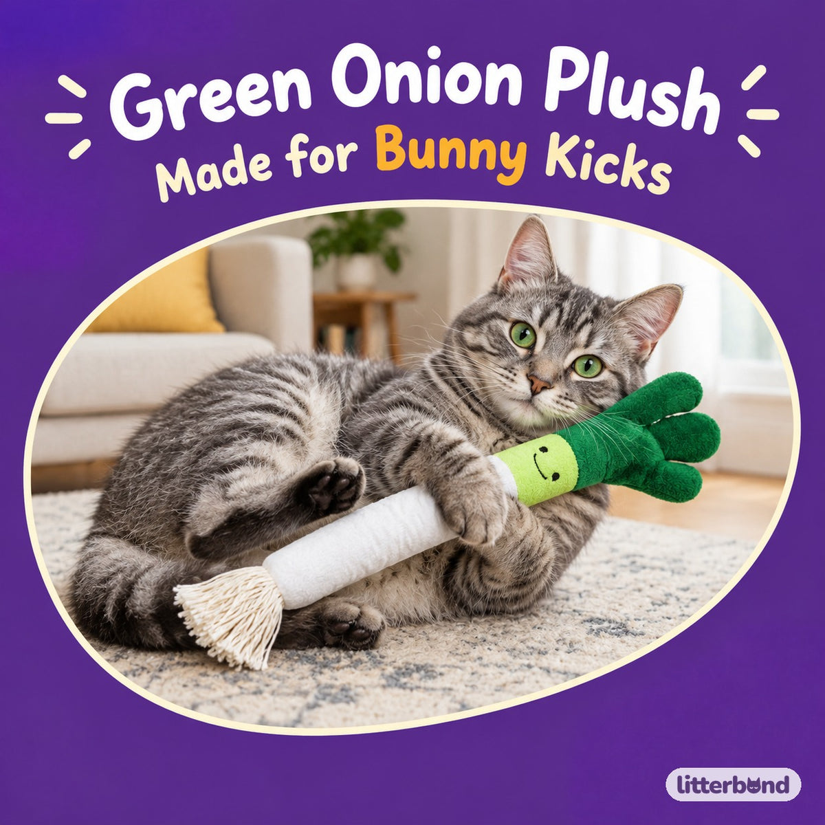 Scallion Plush Kicker with a cat