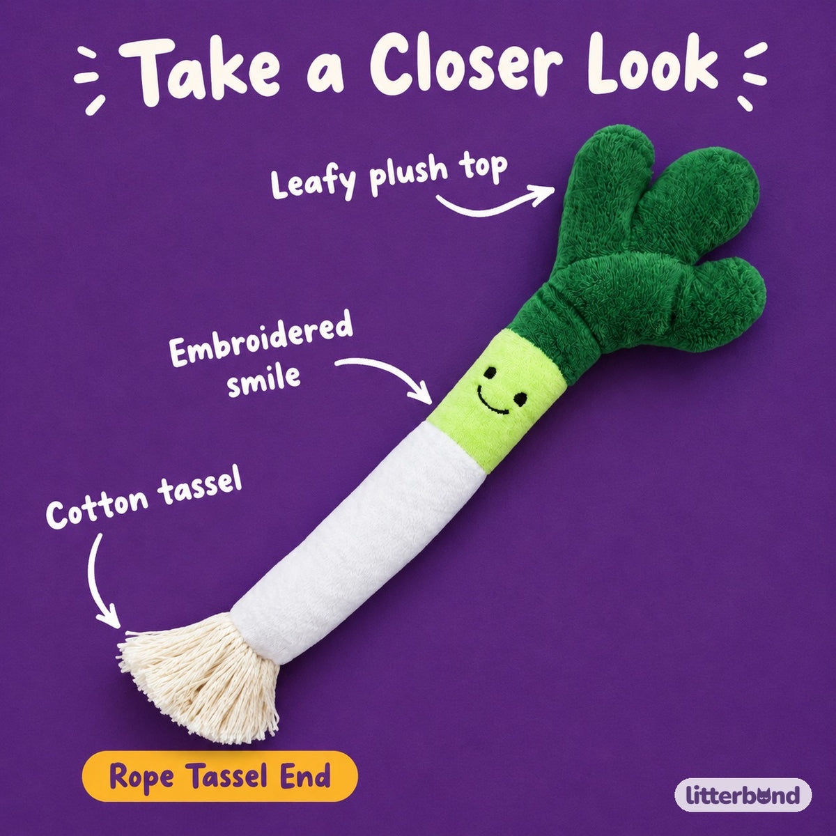Scallion Plush Kicker - close-up details
