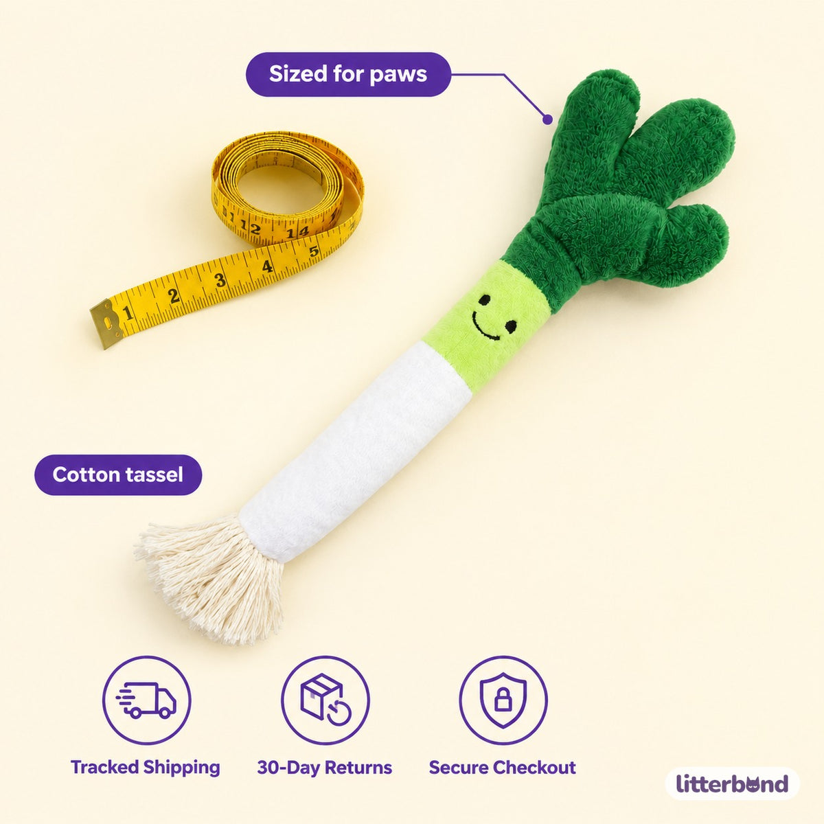 Scallion Plush Kicker - size and details