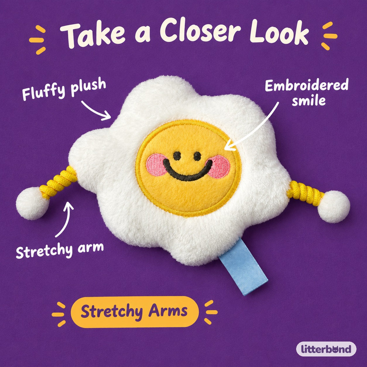 Stretchy-Arm Egg Plush - close-up details