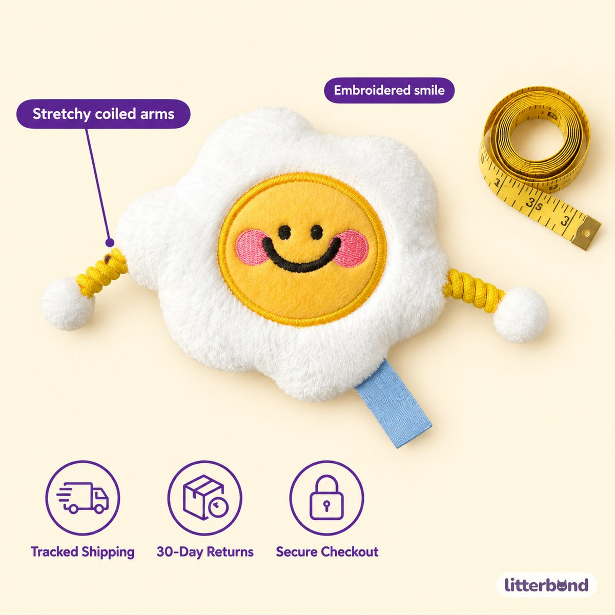 Stretchy-Arm Egg Plush - size and details