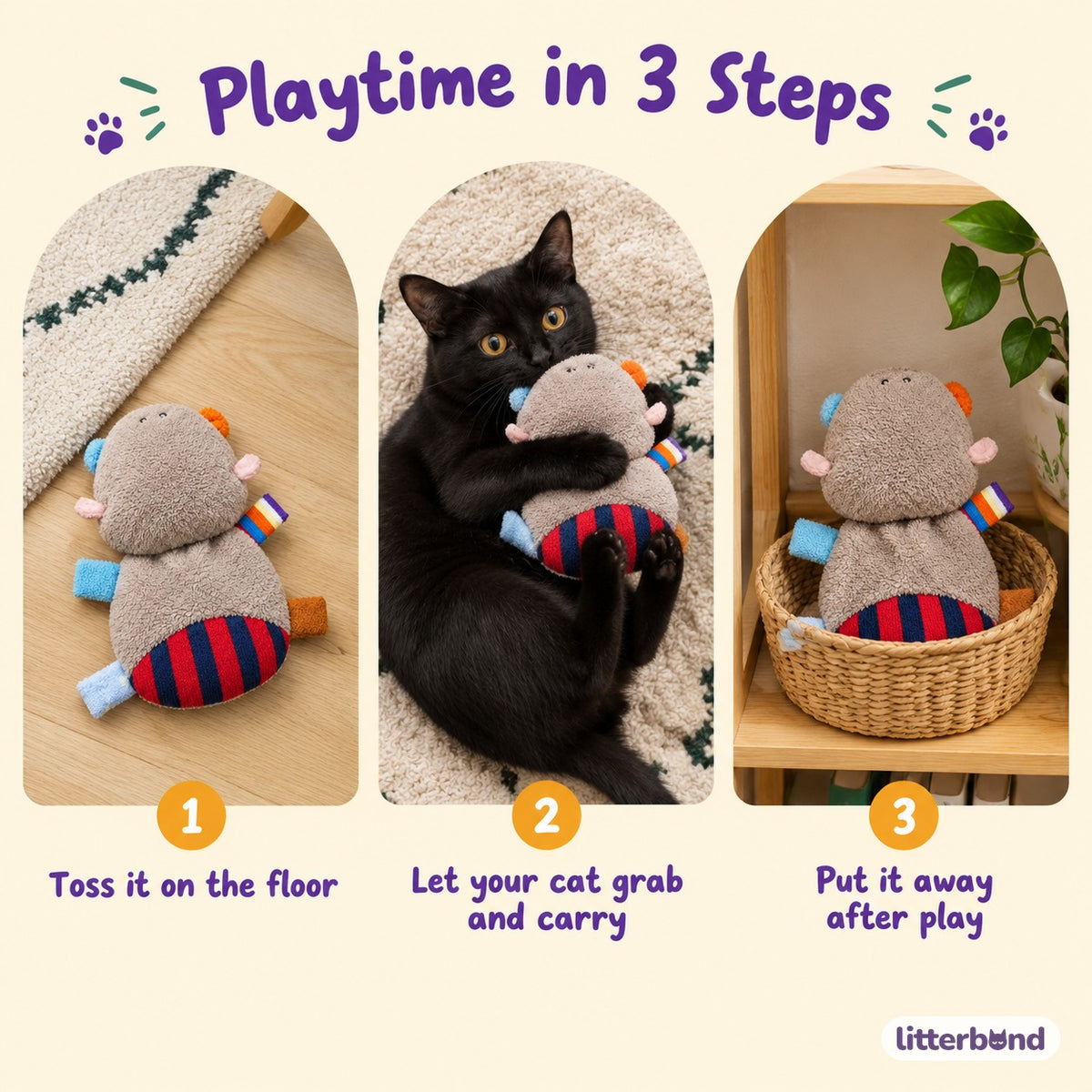 Fleece Tab Hippo Plushies - how to play