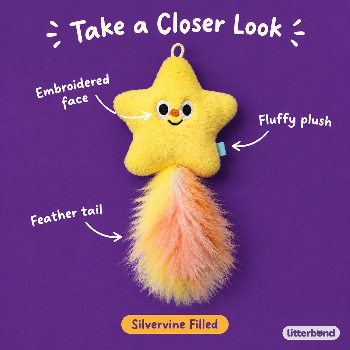 Yellow Shooting Star Toy - close-up details