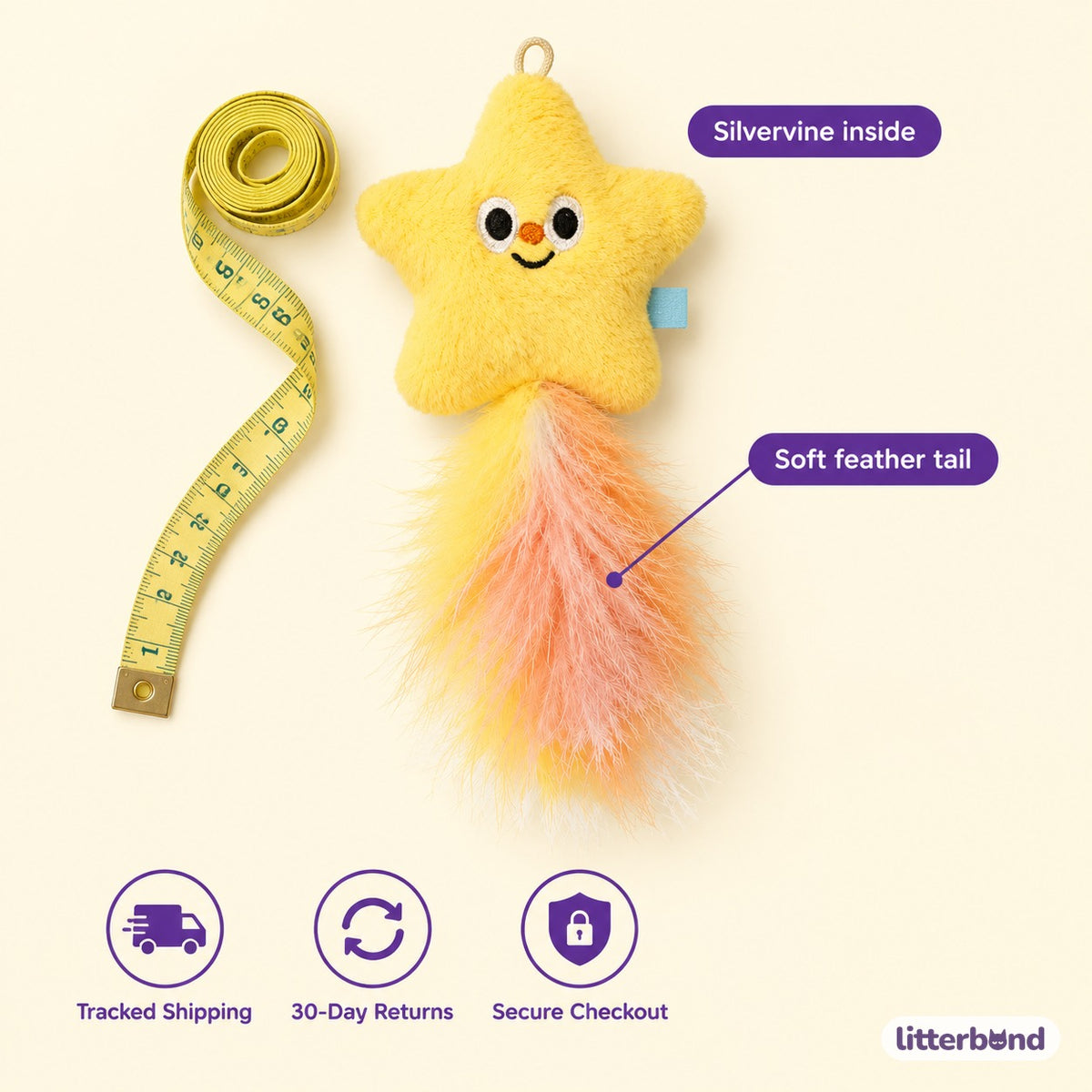 Yellow Shooting Star Toy - size and details