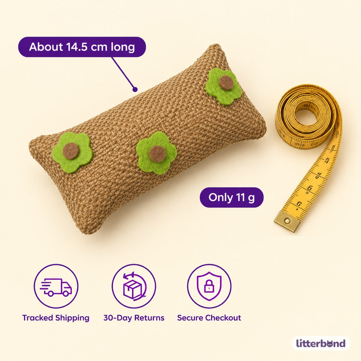 Felt Blossom Linen Pillow - size and details
