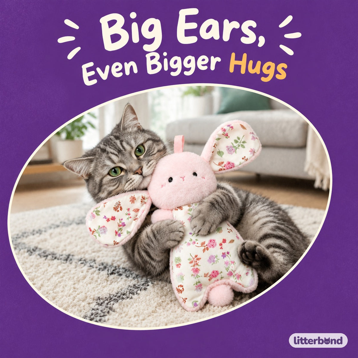 Floppy Ear Blossom Bunny with a cat