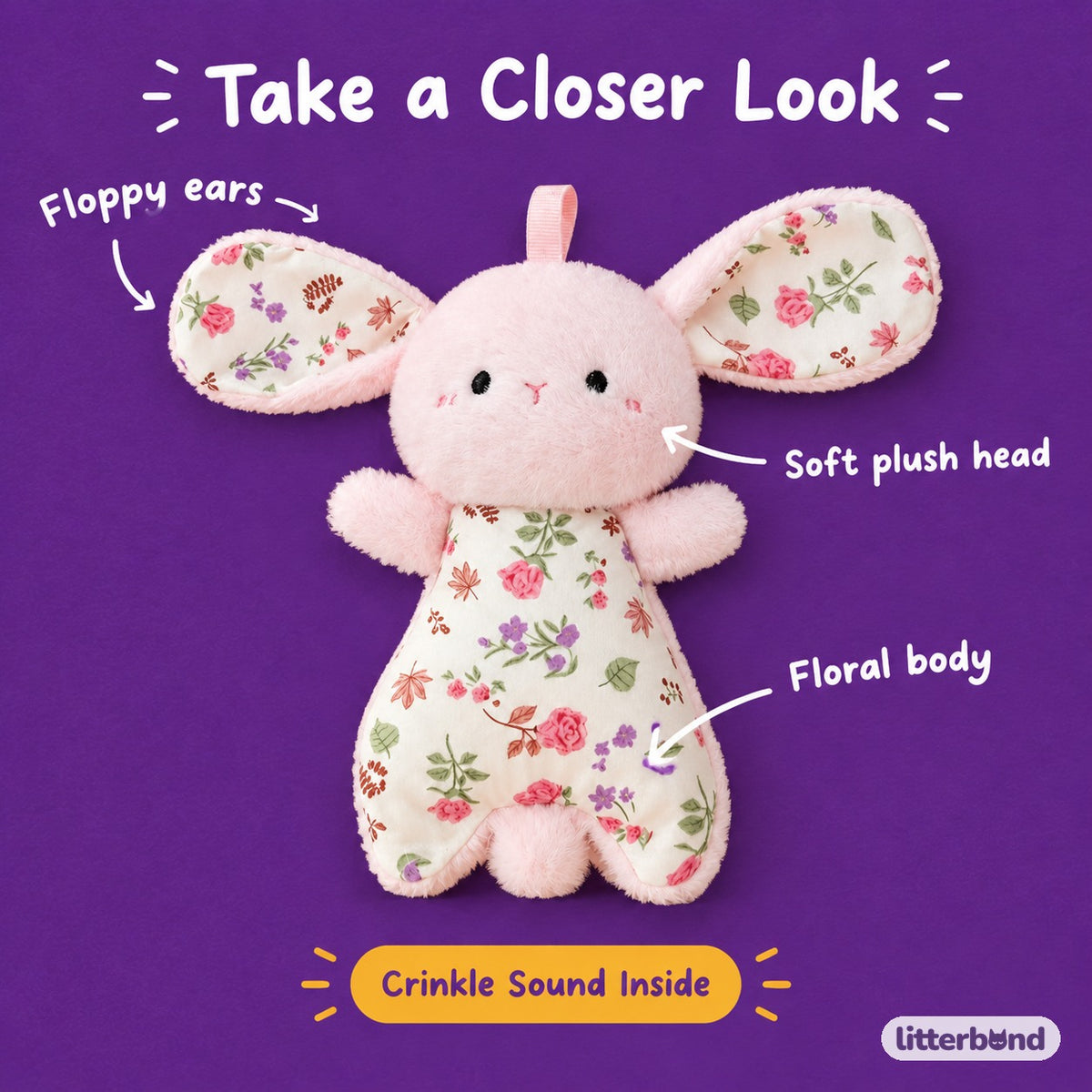 Floppy Ear Blossom Bunny - close-up details