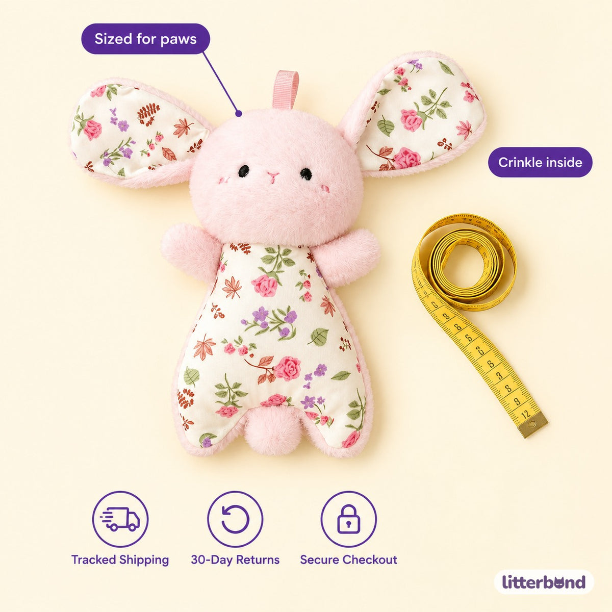Floppy Ear Blossom Bunny - size and details