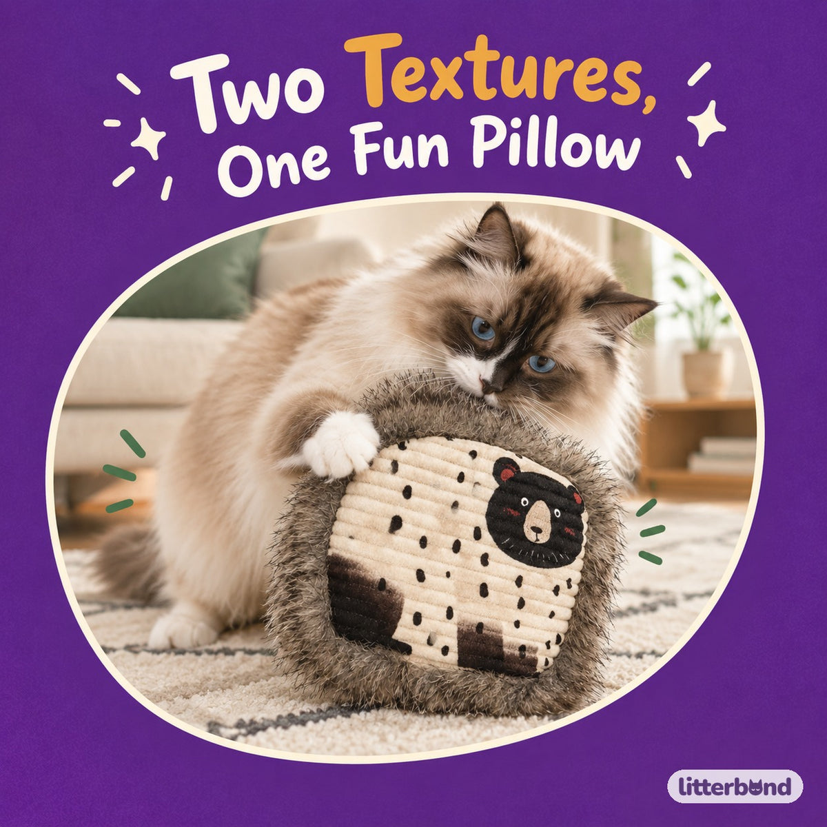 Bear & Lamb Corduroy Pillows with a cat