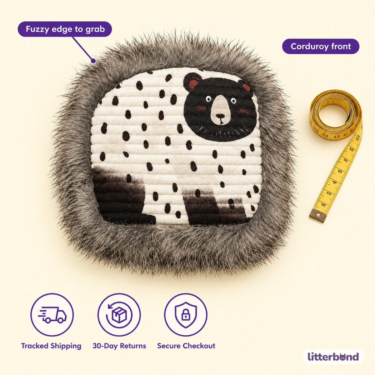 Bear & Lamb Corduroy Pillows - size and details