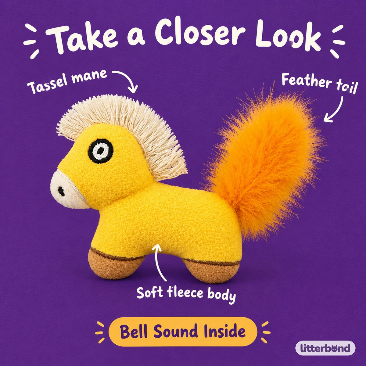 Tassel-Mane Fleece Pony - close-up details