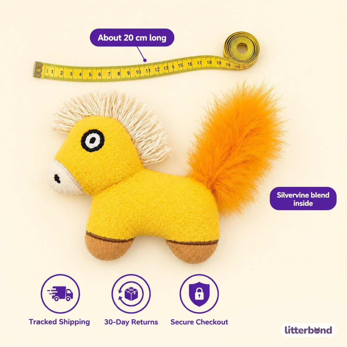 Tassel-Mane Fleece Pony - size and details