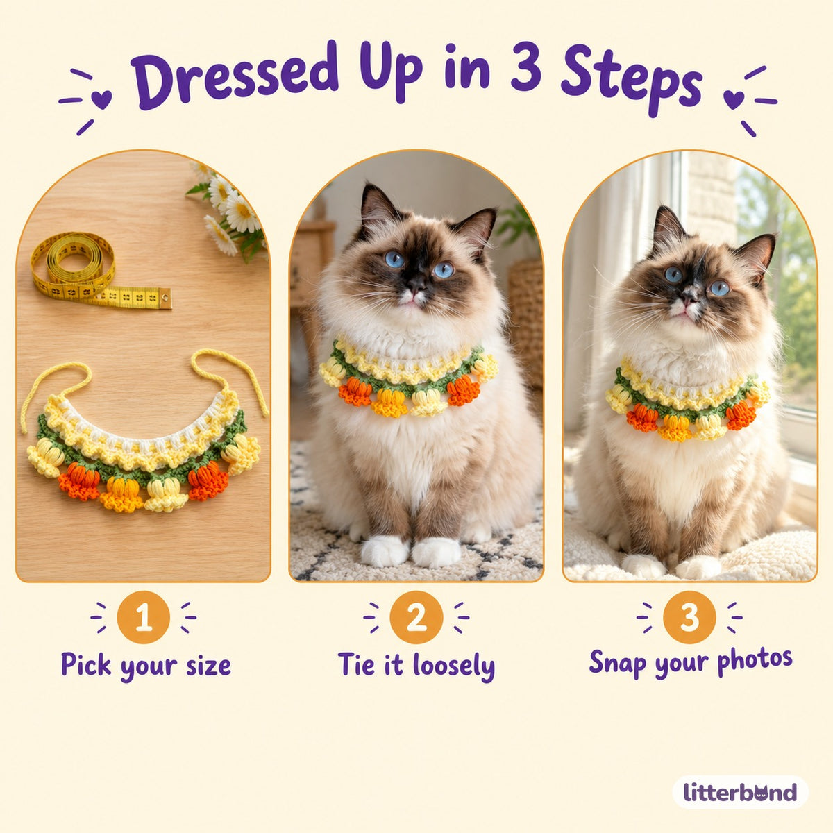Bellflower Crochet Collar - how to put it on