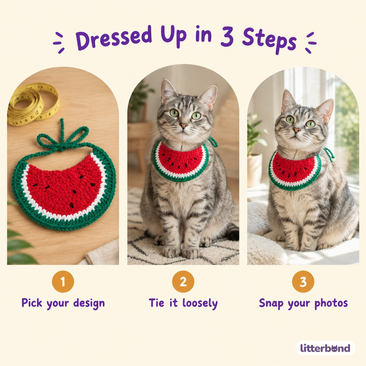 Crochet Applique Bib - how to put it on