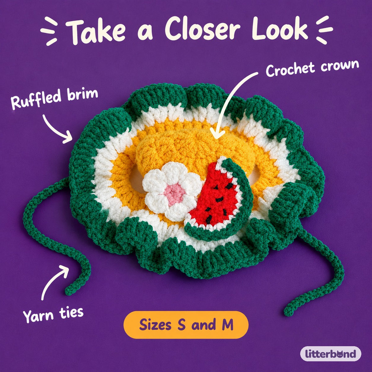 Fruit & Friends Ruffle Hat - close-up details