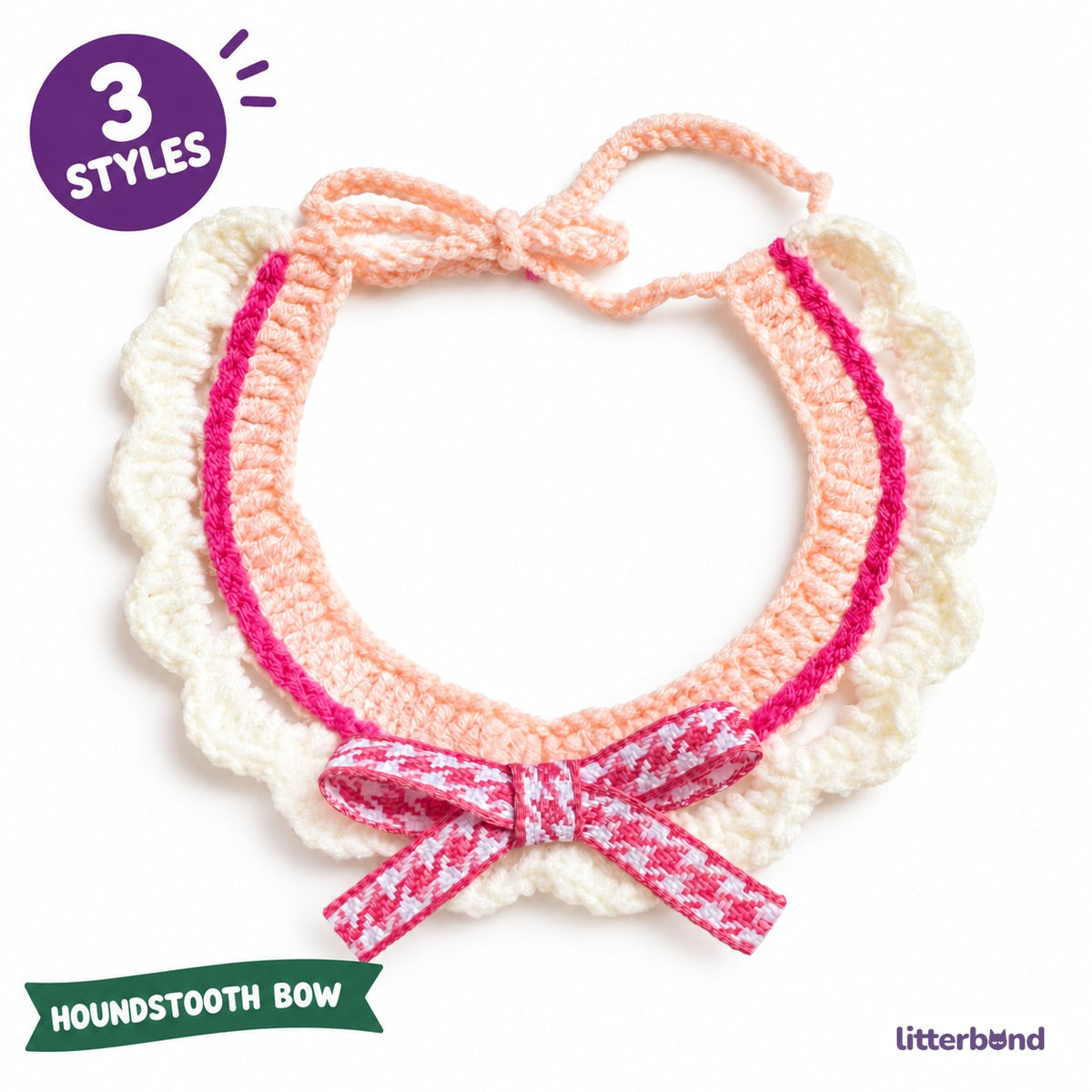 Cream Ruffle Ribbon Bow Collar