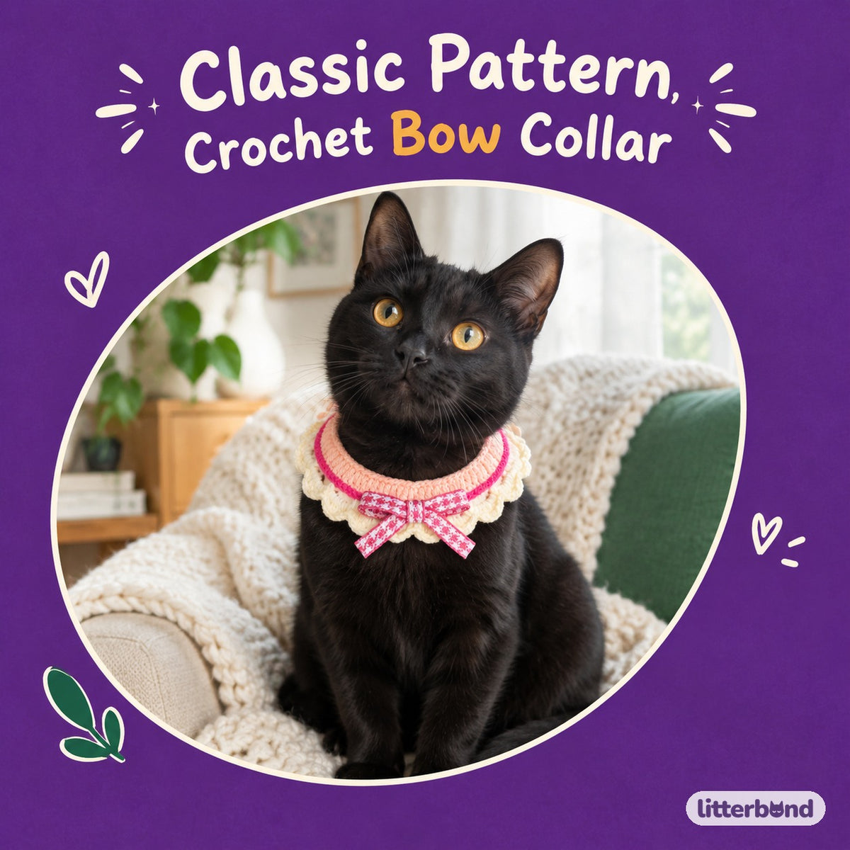 Cream Ruffle Ribbon Bow Collar on a cat