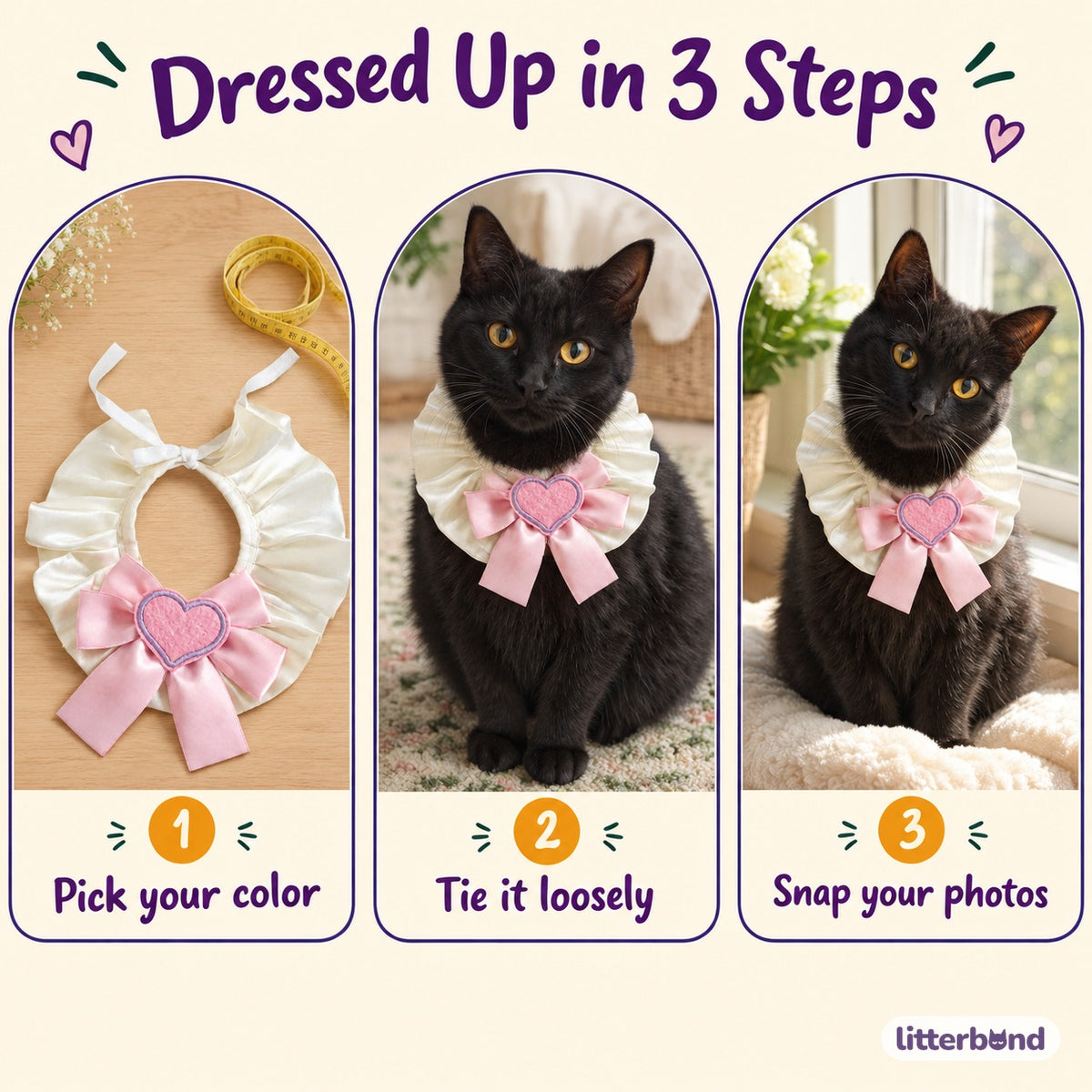 Big Bow Heart Patch Bib - how to put it on