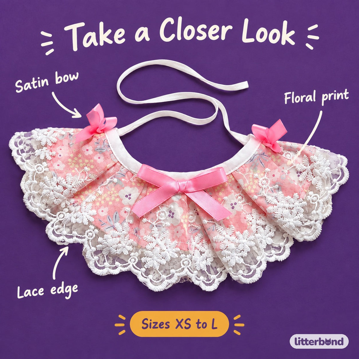 Floral Lace Edge Bib - close-up details