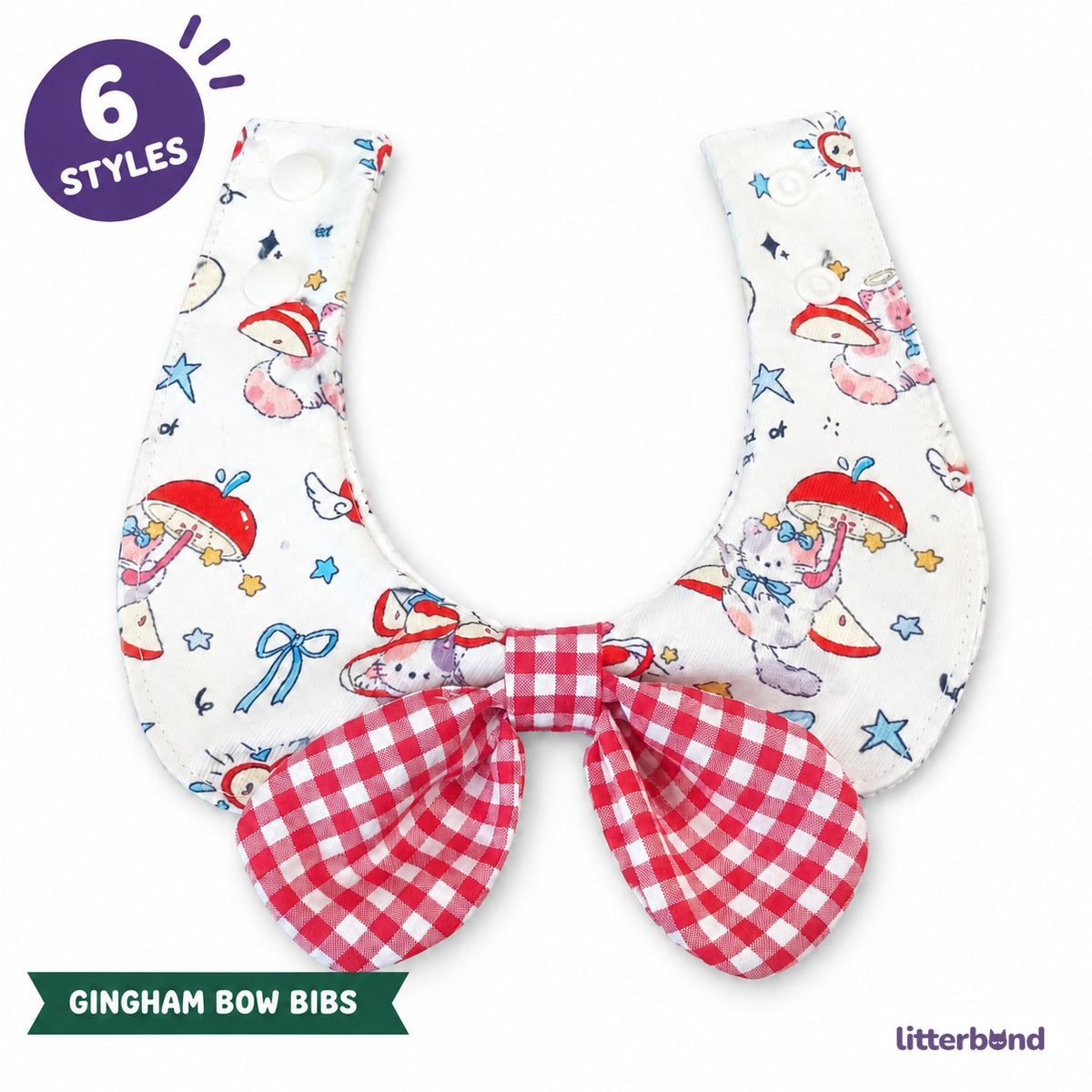Printed Gingham Bow Bib