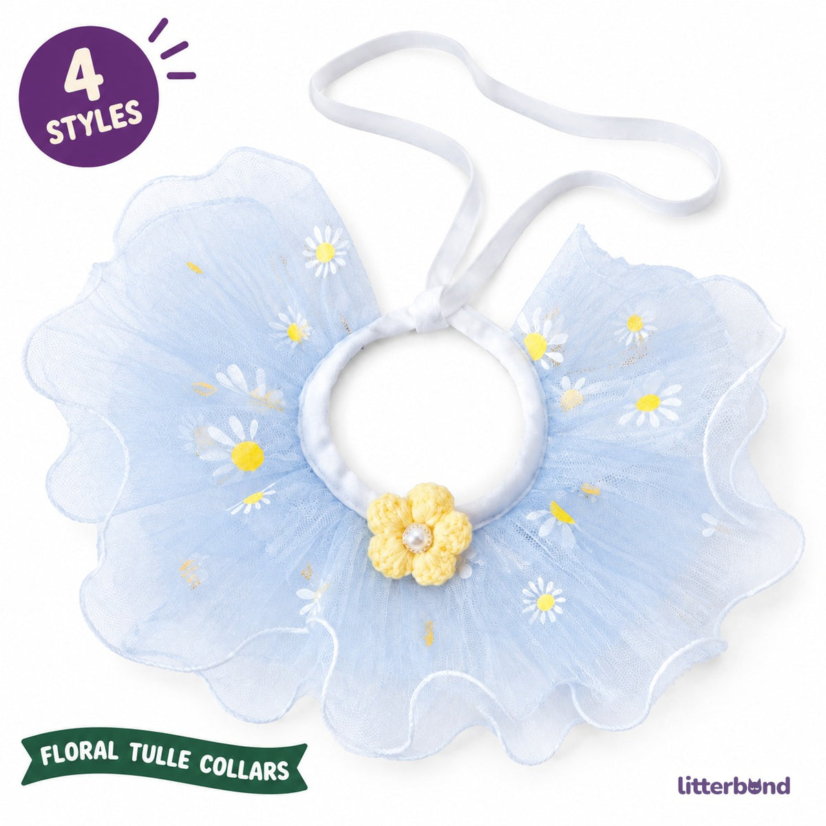 Floral Tulle Ruffle Collar