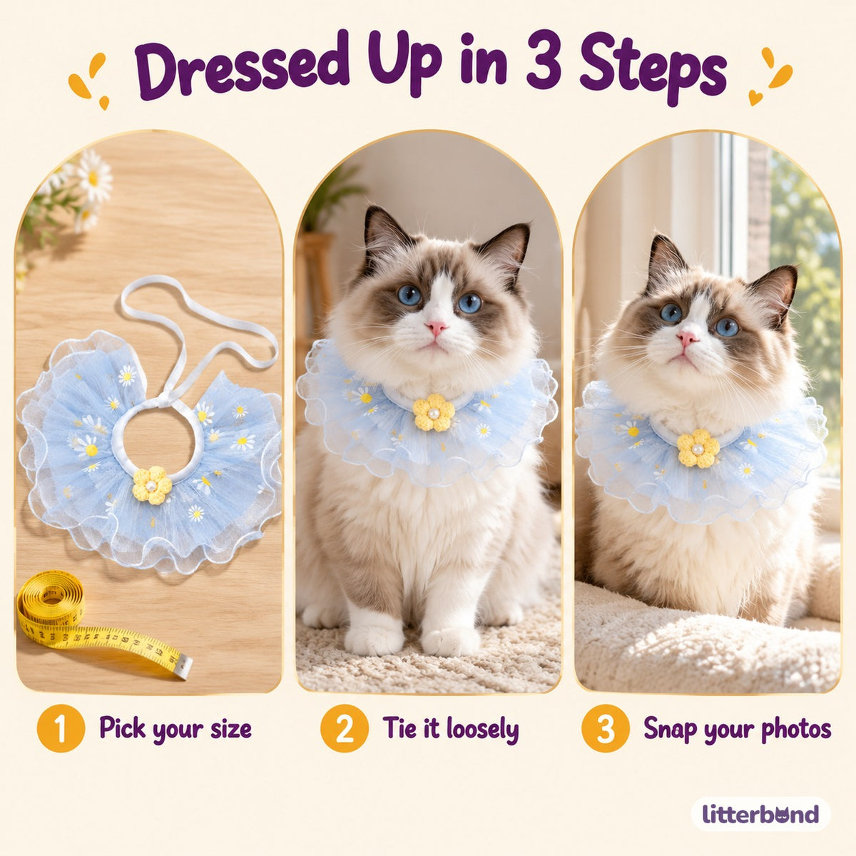Floral Tulle Ruffle Collar - how to put it on
