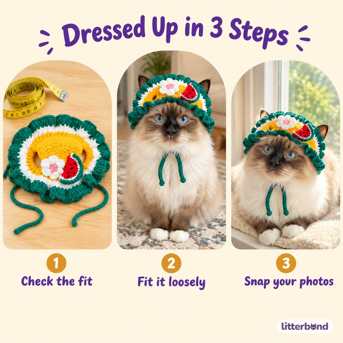Crochet Dress-Up Hats & Hood - how to put it on