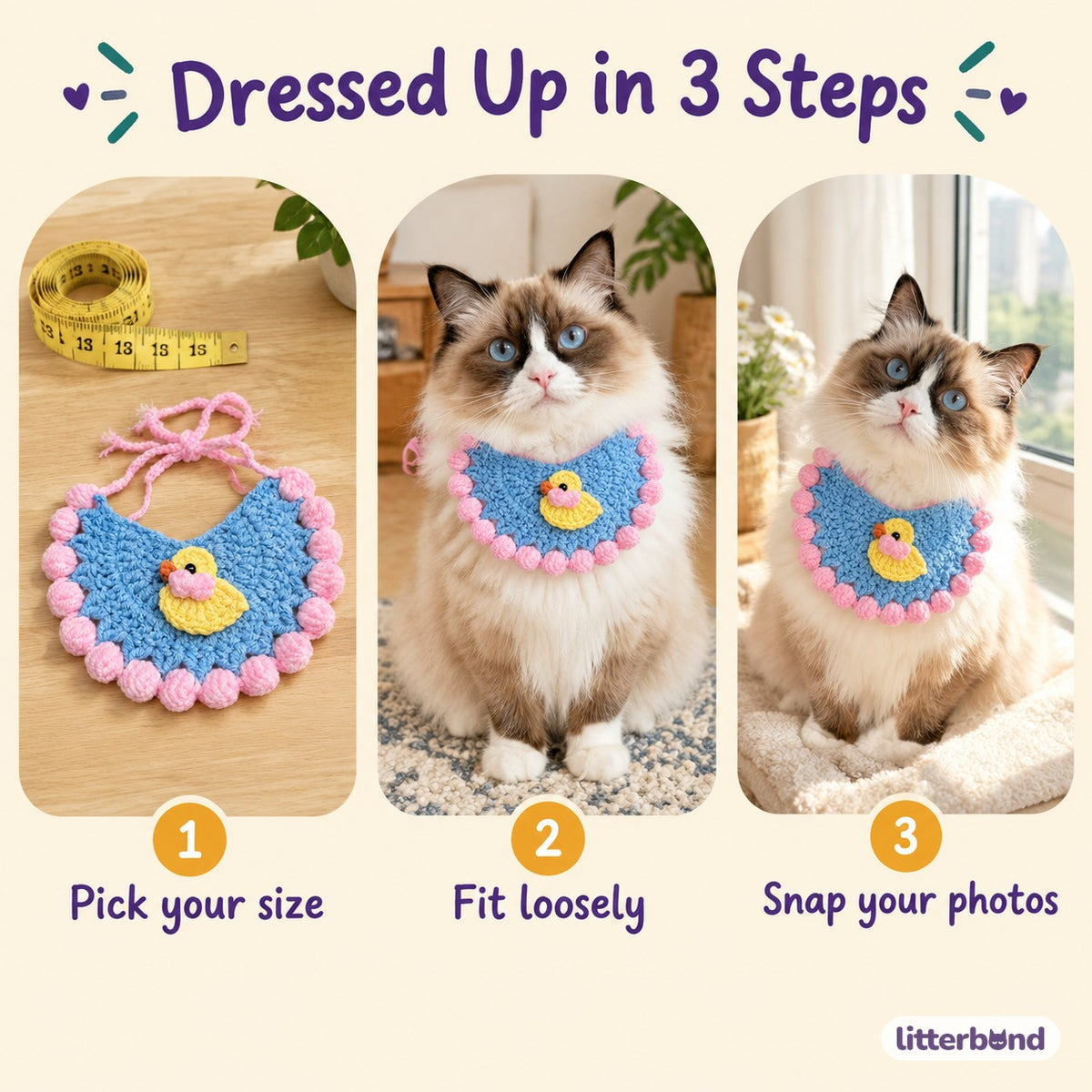 Crochet Hat & Bib Options - how to put it on
